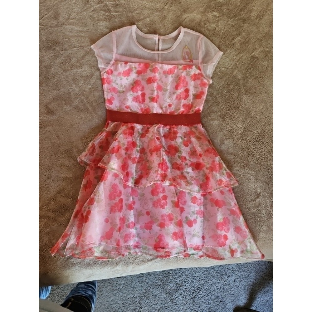 NWOT Disney Beauty and The Beast Pink And Red Rose Print Lined Dress, Size Med. - Picture 9 of 9